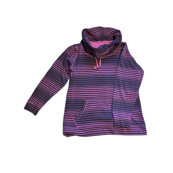 Made for Life Womens Sz Lg Pink/Purple Striped Cowl Neck Sweatshirt Loungewear - Picture 1 of 8